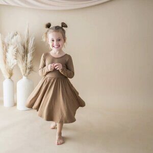 NWT Kyte Baby Coffee Long Sleeve Twirl Dress